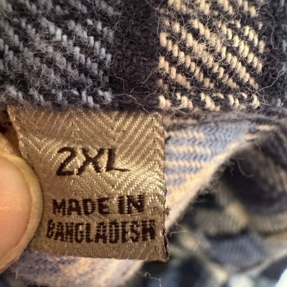 JACHS 2XL Blue Plaid Flannel Shirt Cotton Button Down Long Sleeve Workwear - Picture 6 of 9